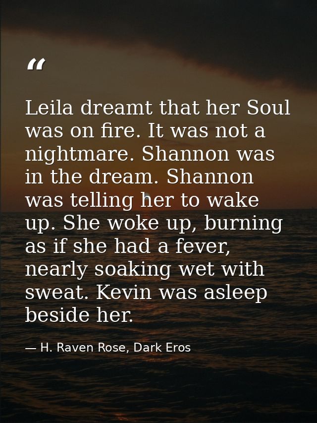 Leila dreamt that her Soul was on fire. It was not a nightmare. Shannon was in the dream. Shannon was telling her to wak — H. Raven Rose, Dark Eros