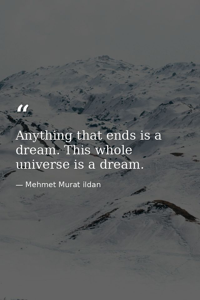 Anything that ends is a dream. This whole universe is a dream. — Mehmet Murat ildan