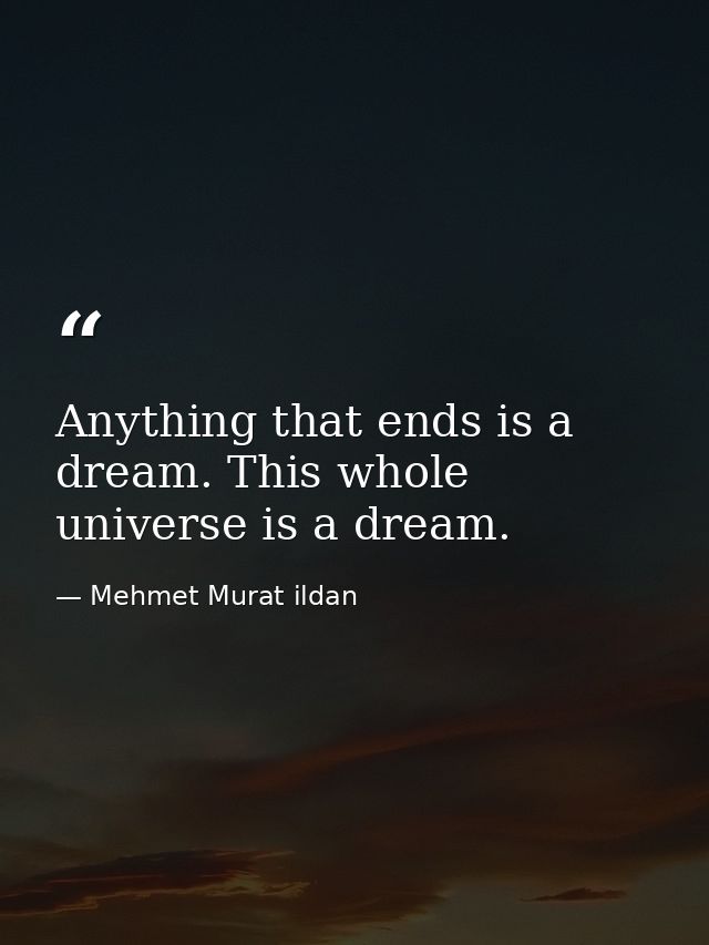 Anything that ends is a dream. This whole universe is a dream. — Mehmet Murat ildan