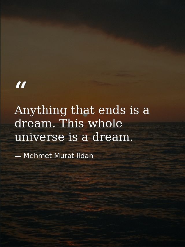 Anything that ends is a dream. This whole universe is a dream. — Mehmet Murat ildan