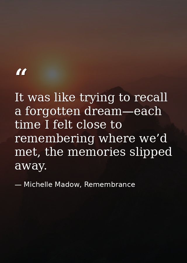 It was like trying to recall a forgotten dream—each time I felt close to remembering where we’d met, the memories slippe — Michelle Madow, Remembrance