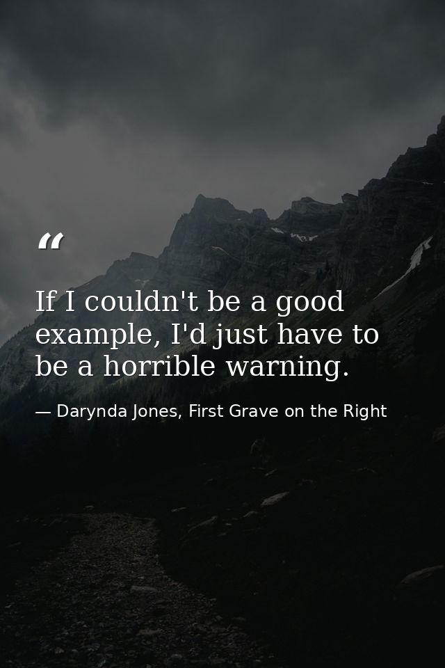 If I couldn't be a good example, I'd just have to be a horrible warning. — Darynda Jones, First Grave on the Right