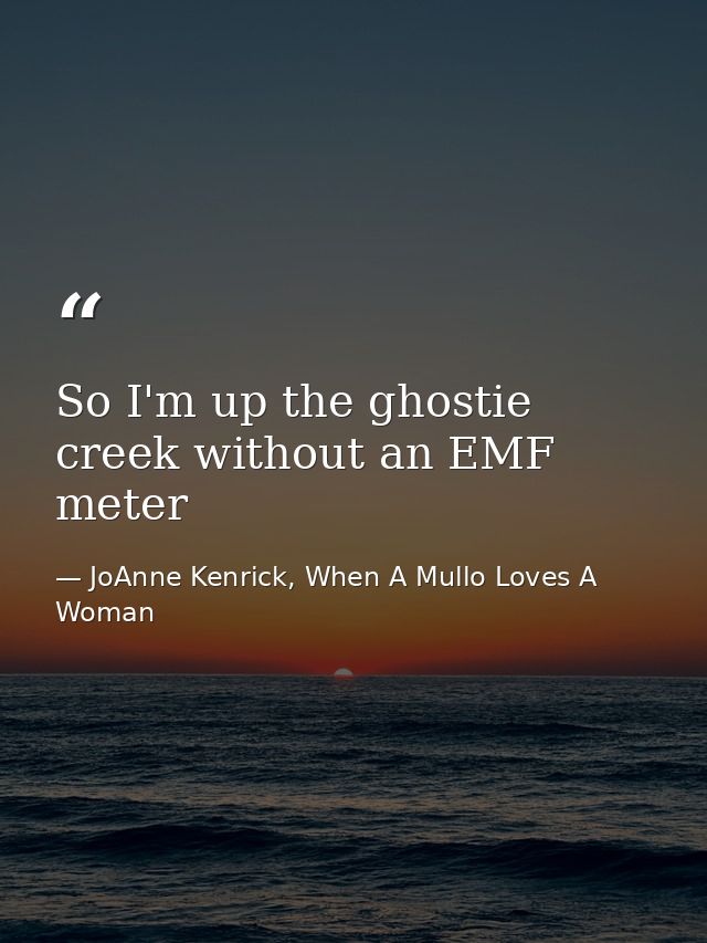 So I'm up the ghostie creek without an EMF meter — JoAnne Kenrick, When A Mullo Loves A Woman