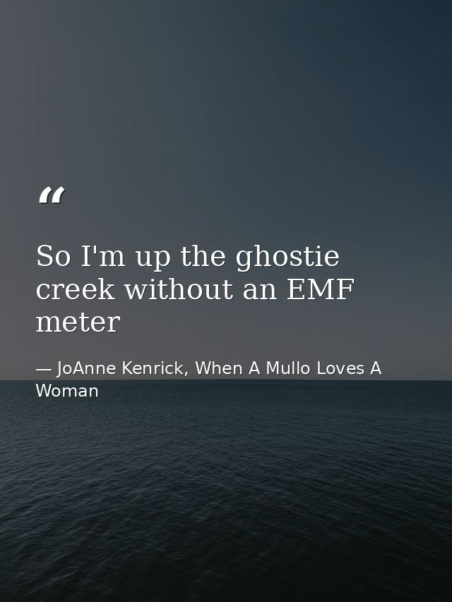 So I'm up the ghostie creek without an EMF meter — JoAnne Kenrick, When A Mullo Loves A Woman