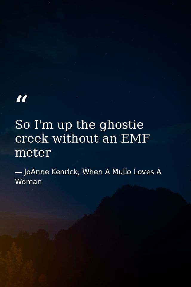So I'm up the ghostie creek without an EMF meter — JoAnne Kenrick, When A Mullo Loves A Woman