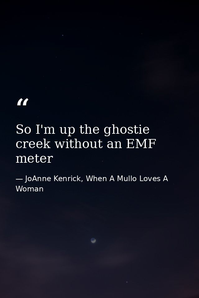 So I'm up the ghostie creek without an EMF meter — JoAnne Kenrick, When A Mullo Loves A Woman