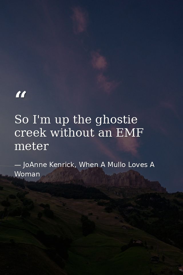 So I'm up the ghostie creek without an EMF meter — JoAnne Kenrick, When A Mullo Loves A Woman