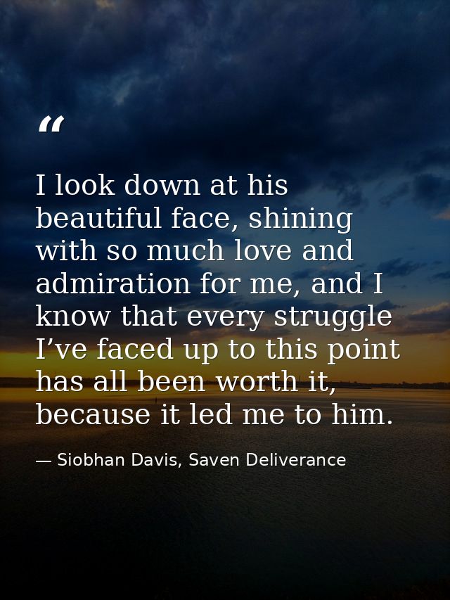 I look down at his beautiful face, shining with so much love and admiration for me, and I know that every struggle I’ve  — Siobhan Davis, Saven Deliverance