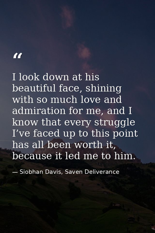 I look down at his beautiful face, shining with so much love and admiration for me, and I know that every struggle I’ve  — Siobhan Davis, Saven Deliverance