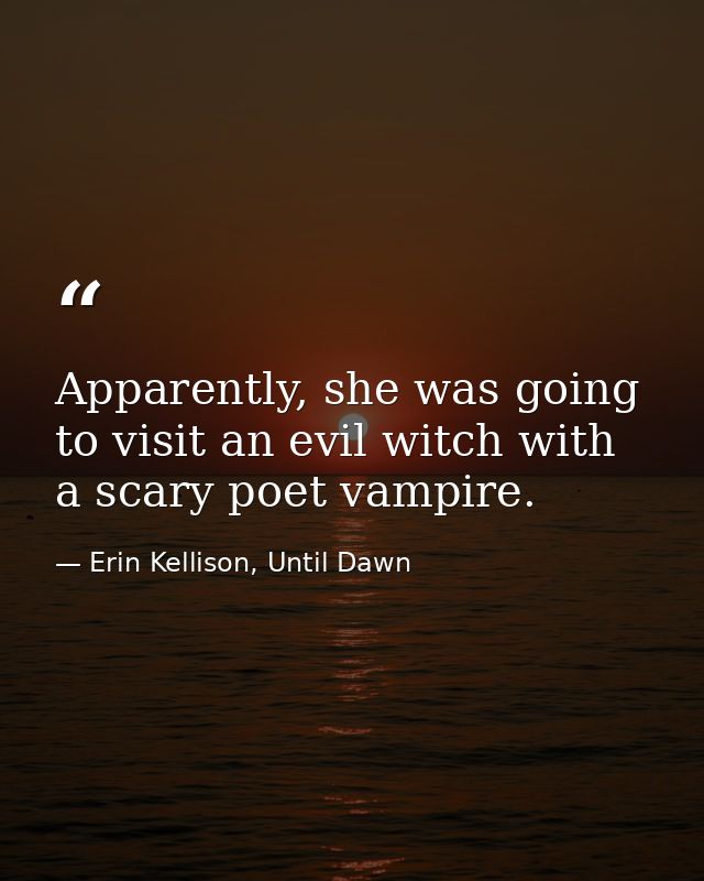 Apparently, she was going to visit an evil witch with a scary poet vampire. — Erin Kellison, Until Dawn