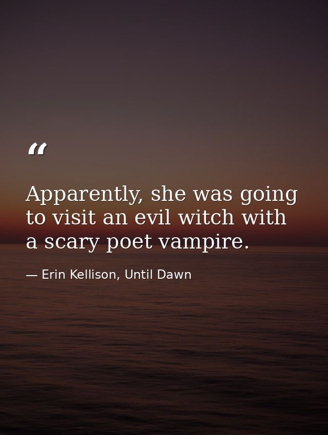Apparently, she was going to visit an evil witch with a scary poet vampire. — Erin Kellison, Until Dawn