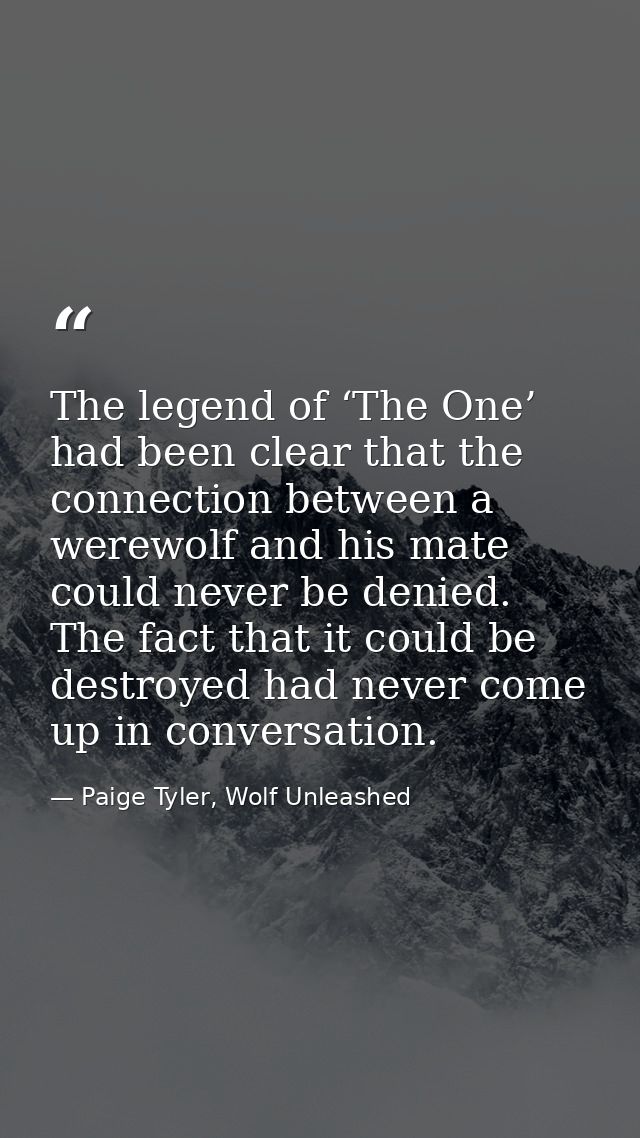 The legend of ‘The One’ had been clear that the connection between a werewolf and his mate could never be denied. The fa — Paige Tyler, Wolf Unleashed