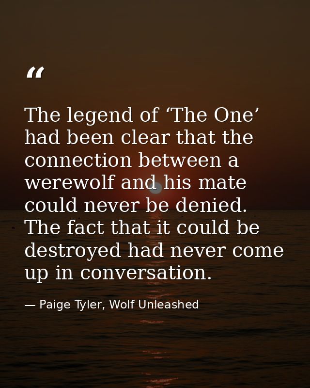 The legend of ‘The One’ had been clear that the connection between a werewolf and his mate could never be denied. The fa — Paige Tyler, Wolf Unleashed