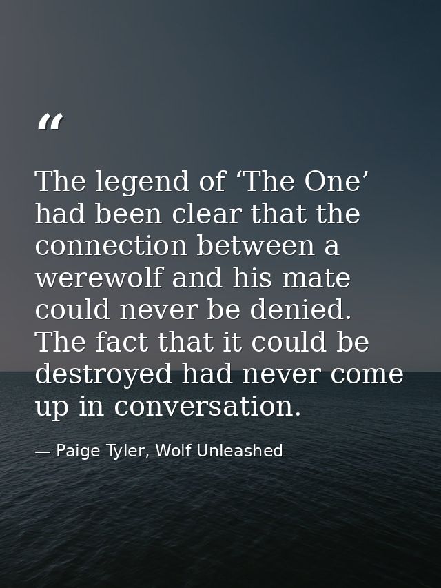The legend of ‘The One’ had been clear that the connection between a werewolf and his mate could never be denied. The fa — Paige Tyler, Wolf Unleashed