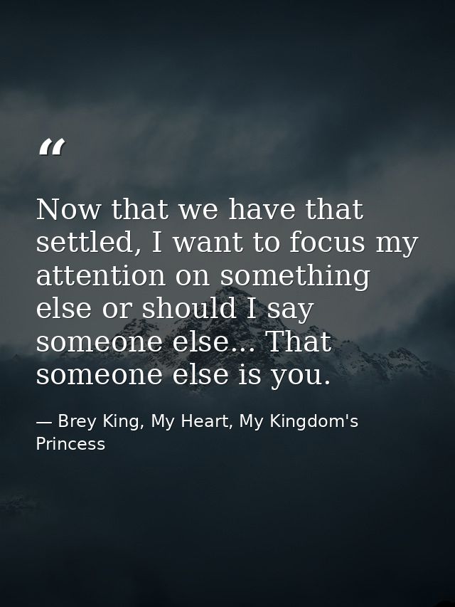 Now that we have that settled, I want to focus my attention on something else or should I say someone else... That someo — Brey King, My Heart, My Kingdom's Princess