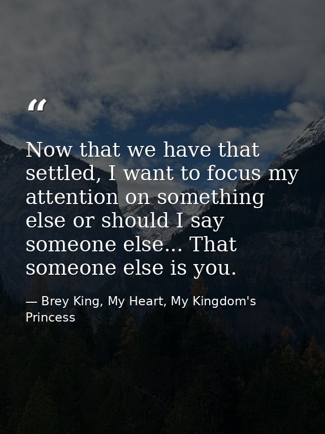 Now that we have that settled, I want to focus my attention on something else or should I say someone else... That someo — Brey King, My Heart, My Kingdom's Princess