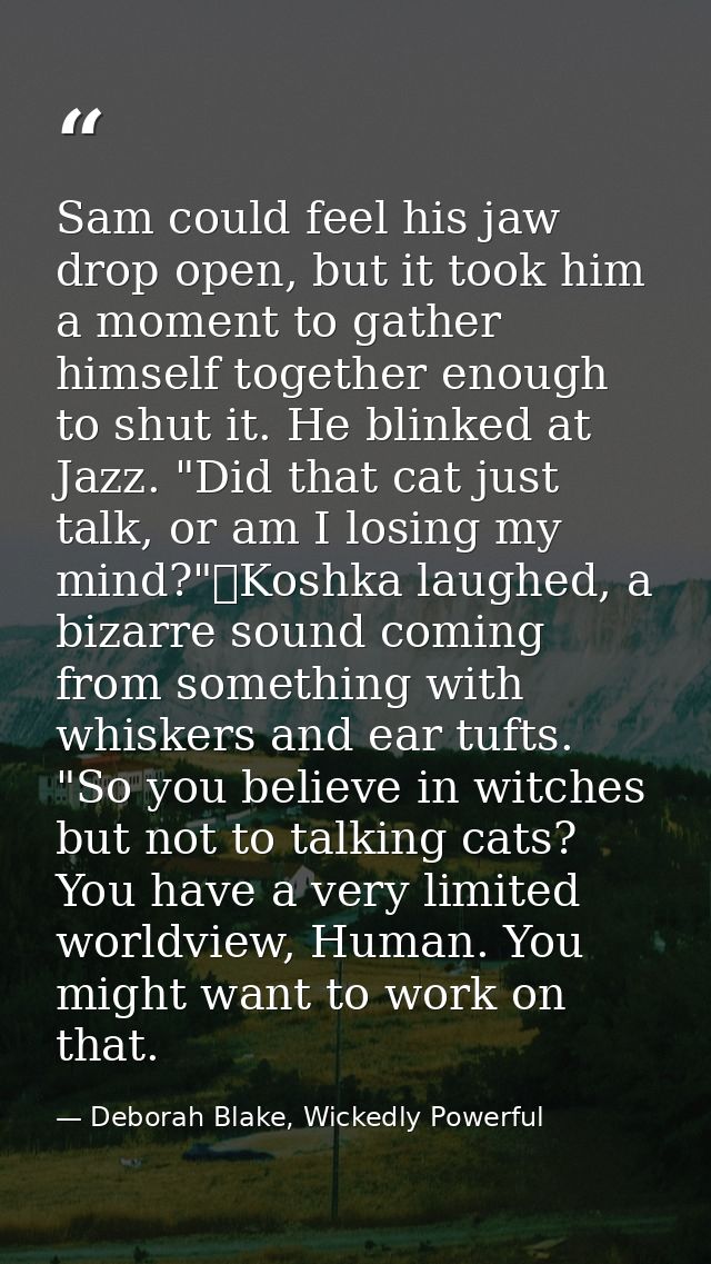Sam could feel his jaw drop open, but it took him a moment to gather himself together enough to shut it. He blinked at J — Deborah Blake, Wickedly Powerful