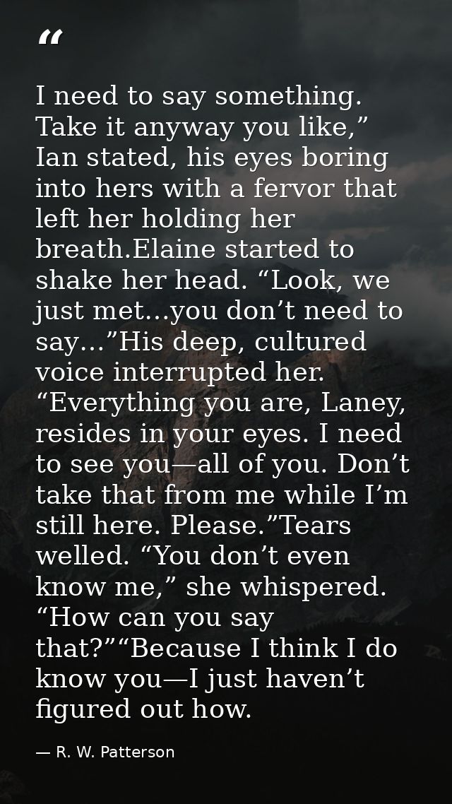 I need to say something. Take it anyway you like,” Ian stated, his eyes boring into hers with a fervor that left her hol — R. W. Patterson