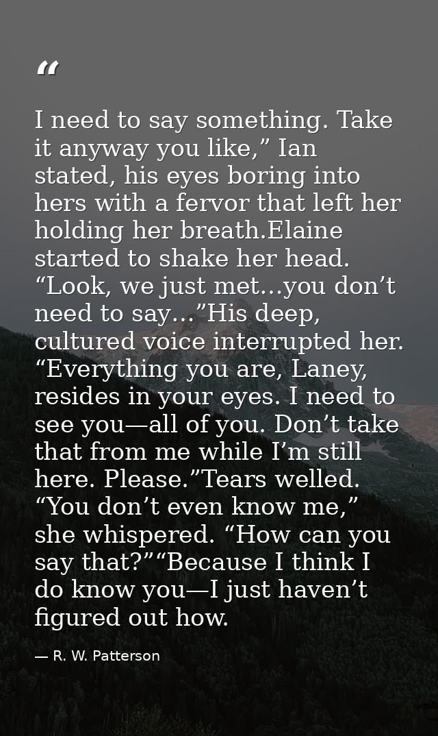 I need to say something. Take it anyway you like,” Ian stated, his eyes boring into hers with a fervor that left her hol — R. W. Patterson