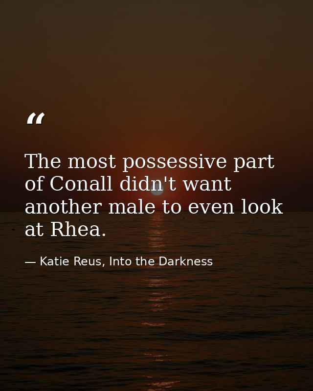 The most possessive part of Conall didn't want another male to even look at Rhea. — Katie Reus, Into the Darkness