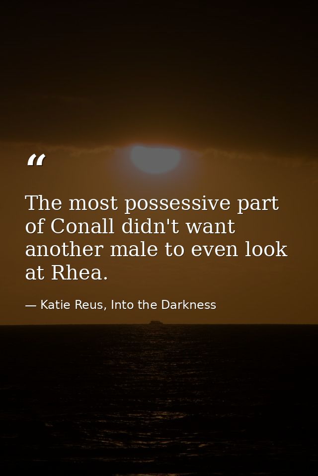 The most possessive part of Conall didn't want another male to even look at Rhea. — Katie Reus, Into the Darkness