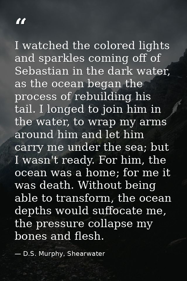 I watched the colored lights and sparkles coming off of Sebastian in the dark water, as the ocean began the process of r — D.S. Murphy, Shearwater
