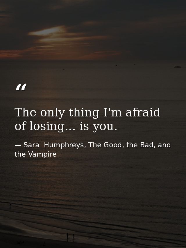 The only thing I'm afraid of losing... is you. — Sara  Humphreys, The Good, the Bad, and the Vampire