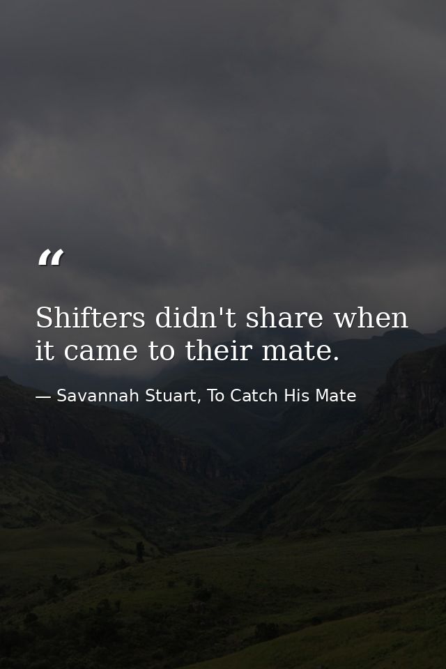 Shifters didn't share when it came to their mate. — Savannah Stuart, To Catch His Mate