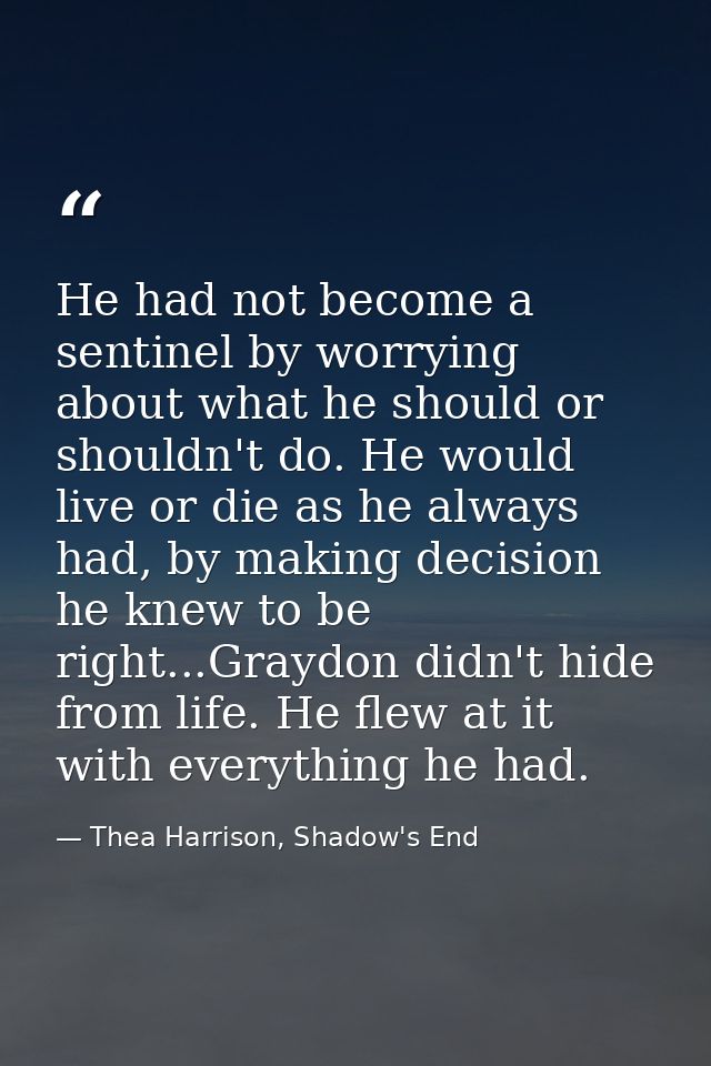 He had not become a sentinel by worrying about what he should or shouldn't do. He would live or die as he always had, by — Thea Harrison, Shadow's End