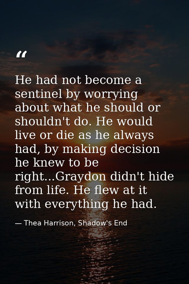 He had not become a sentinel by worrying about what he should or shouldn't do. He would live or die as he always had, by — Thea Harrison, Shadow's End