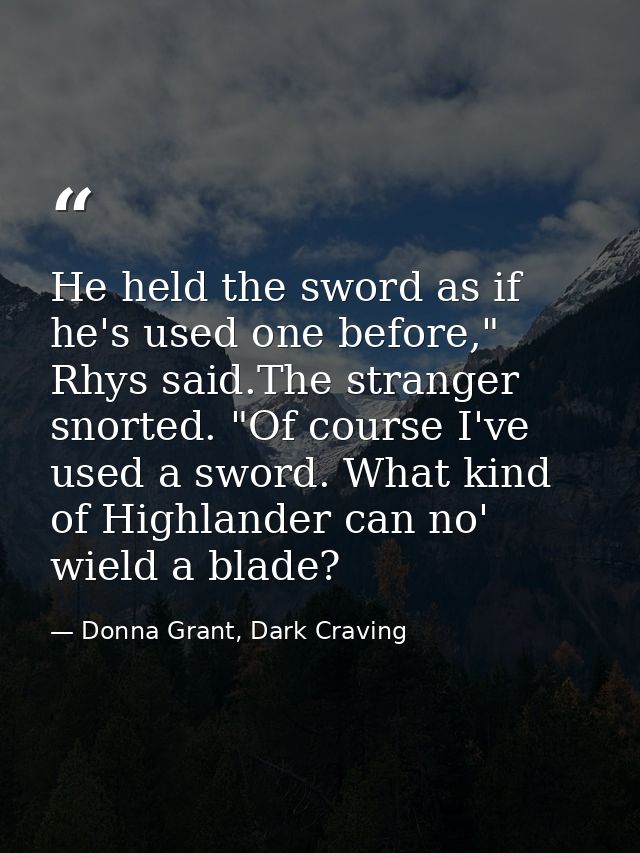 He held the sword as if he's used one before," Rhys said.The stranger snorted. "Of course I've used a sword. What kind o — Donna Grant, Dark Craving