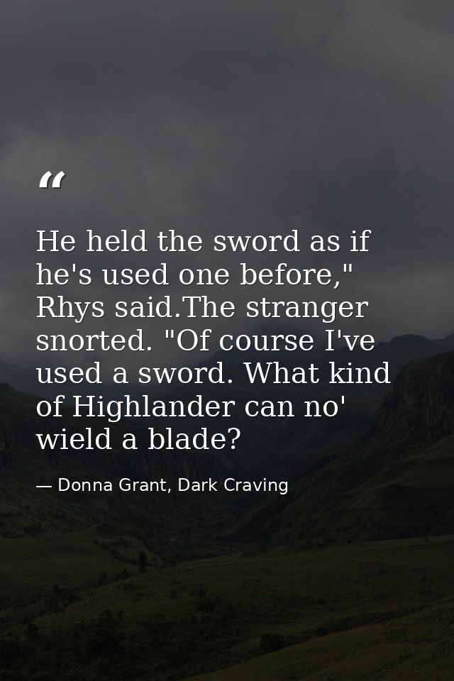 He held the sword as if he's used one before," Rhys said.The stranger snorted. "Of course I've used a sword. What kind o — Donna Grant, Dark Craving