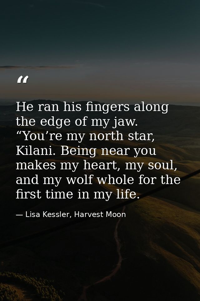 He ran his fingers along the edge of my jaw. “You’re my north star, Kilani. Being near you makes my heart, my soul, and  — Lisa Kessler, Harvest Moon