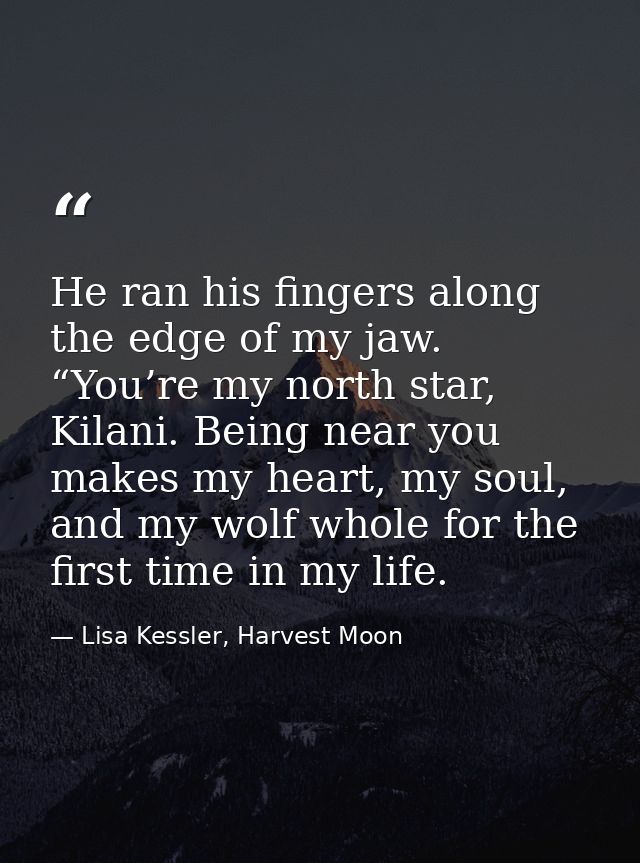 He ran his fingers along the edge of my jaw. “You’re my north star, Kilani. Being near you makes my heart, my soul, and  — Lisa Kessler, Harvest Moon
