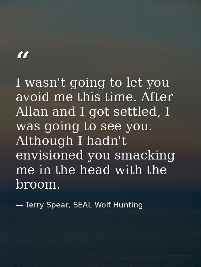 I wasn't going to let you avoid me this time. After Allan and I got settled, I was going to see you. Although I hadn't e — Terry Spear, SEAL Wolf Hunting