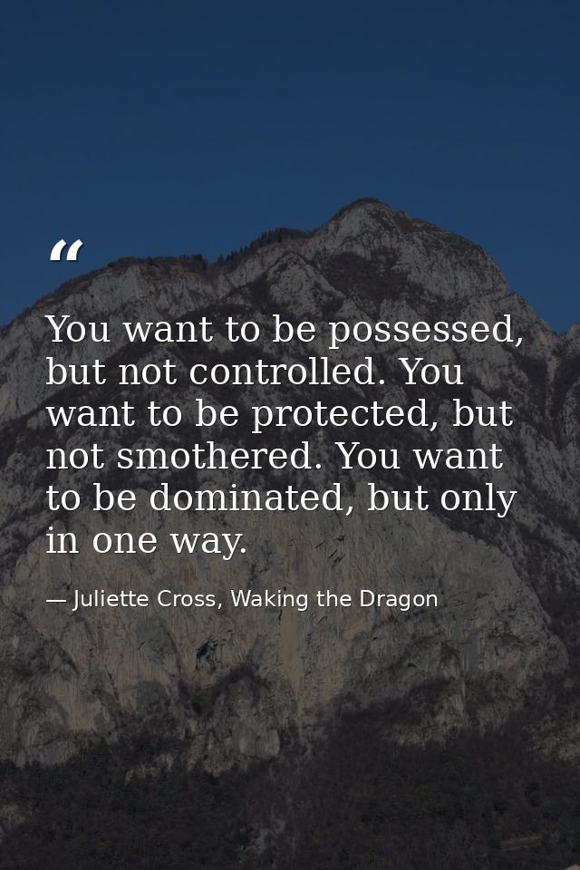 You want to be possessed, but not controlled. You want to be protected, but not smothered. You want to be dominated, but — Juliette Cross, Waking the Dragon