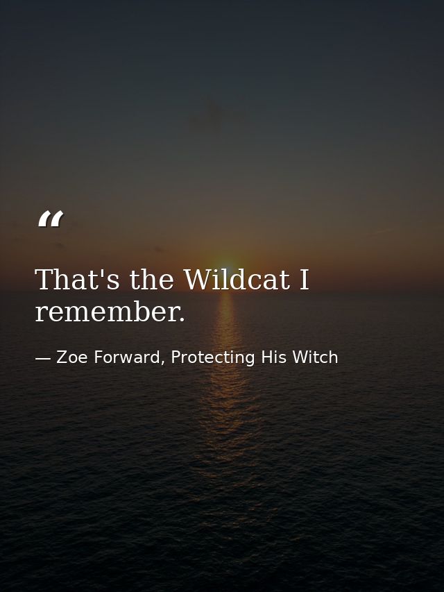 That's the Wildcat I remember. — Zoe Forward, Protecting His Witch
