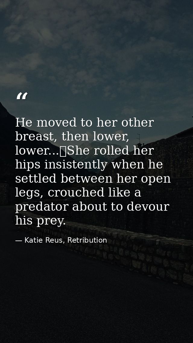 He moved to her other breast, then lower, lower...	She rolled her hips insistently when he settled between her open legs — Katie Reus, Retribution