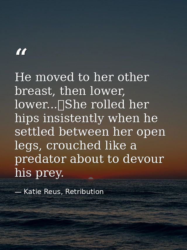 He moved to her other breast, then lower, lower...	She rolled her hips insistently when he settled between her open legs — Katie Reus, Retribution