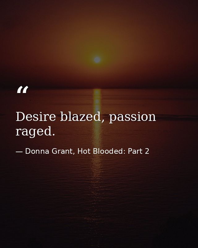 Desire blazed, passion raged. — Donna Grant, Hot Blooded: Part 2