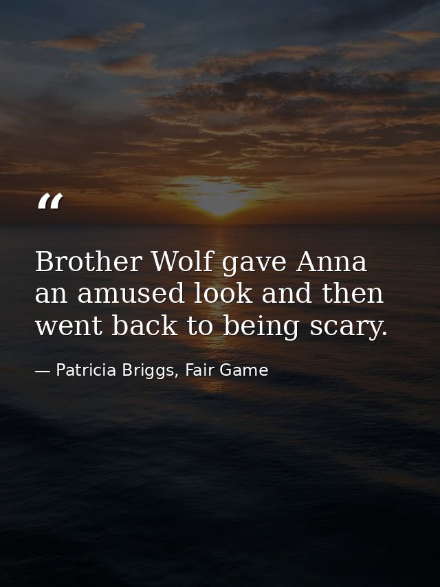 Brother Wolf gave Anna an amused look and then went back to being scary. — Patricia Briggs, Fair Game