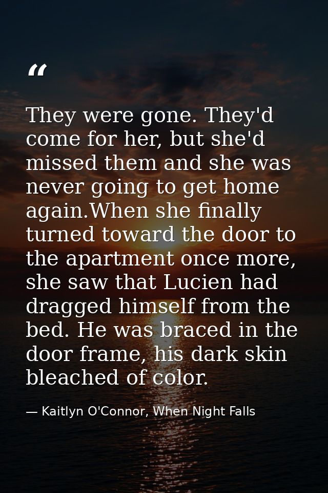 They were gone. They'd come for her, but she'd missed them and she was never going to get home again.When she finally tu — Kaitlyn O'Connor, When Night Falls