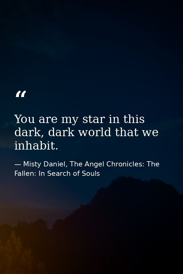 You are my star in this dark, dark world that we inhabit. — Misty Daniel, The Angel Chronicles: The Fallen: In Search of Souls