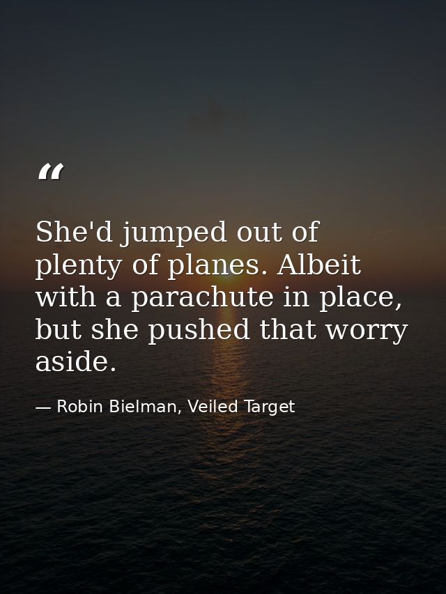 She'd jumped out of plenty of planes. Albeit with a parachute in place, but she pushed that worry aside. — Robin Bielman, Veiled Target