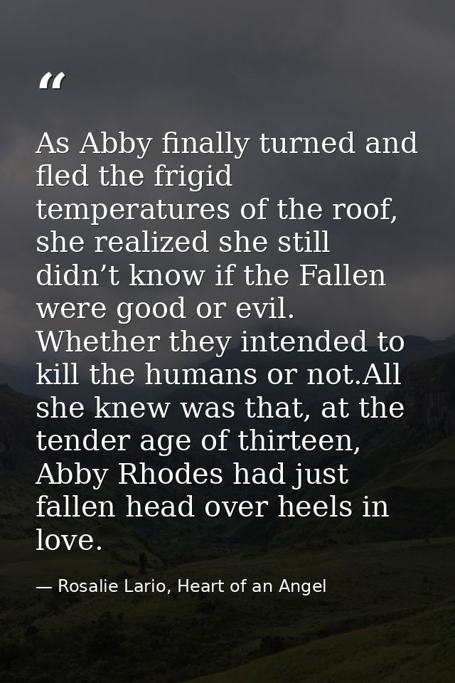 As Abby finally turned and fled the frigid temperatures of the roof, she realized she still didn’t know if the Fallen we — Rosalie Lario, Heart of an Angel