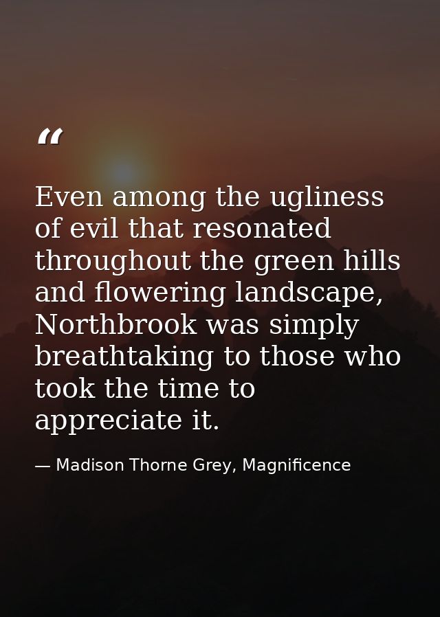 Even among the ugliness of evil that resonated throughout the green hills and flowering landscape, Northbrook was simply — Madison Thorne Grey, Magnificence