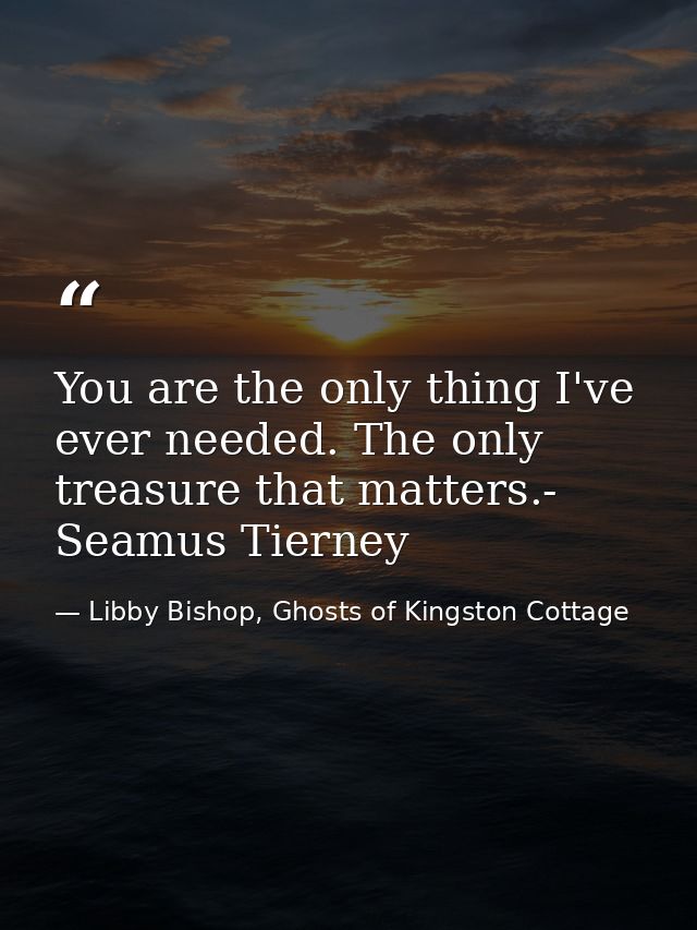 You are the only thing I've ever needed. The only treasure that matters.- Seamus Tierney — Libby Bishop, Ghosts of Kingston Cottage