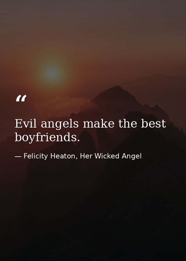 Evil angels make the best boyfriends. — Felicity Heaton, Her Wicked Angel
