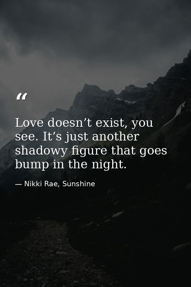Love doesn’t exist, you see. It’s just another shadowy figure that goes bump in the night. — Nikki Rae, Sunshine
