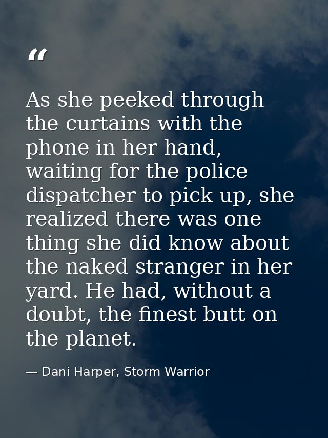As she peeked through the curtains with the phone in her hand, waiting for the police dispatcher to pick up, she realize — Dani Harper, Storm Warrior